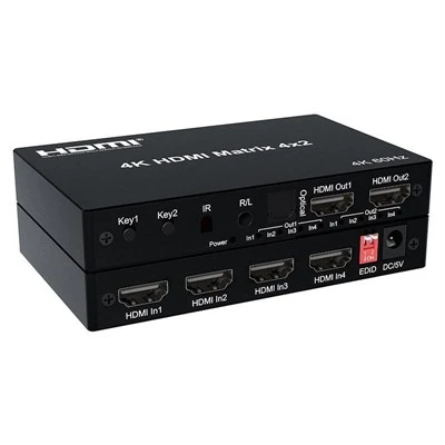 4k 60Hz HDMI Matrix 4X2 HDMI Switch 4 ใน 2 Out Matrix Full 3D พร้อม EDID